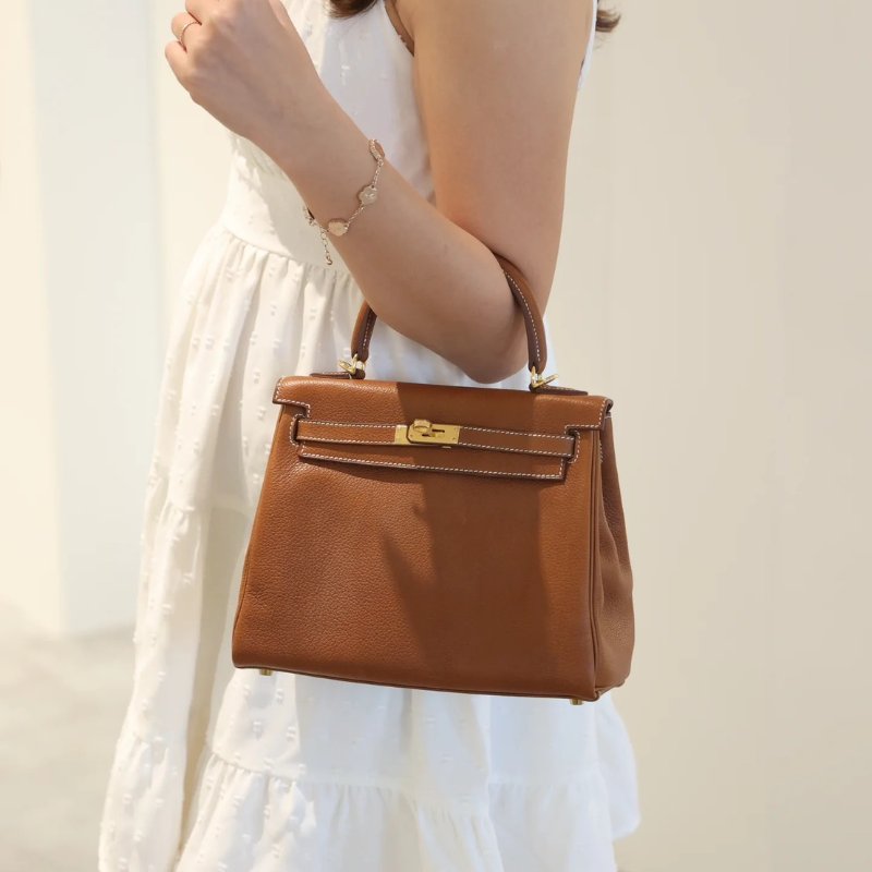 HERMES Kelly 25 馬鞍皮 - 金棕金 Z-1