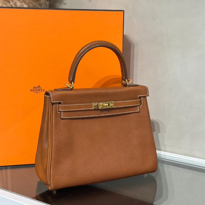 HERMES Kelly 25 馬鞍皮 - 金棕金 Z-2