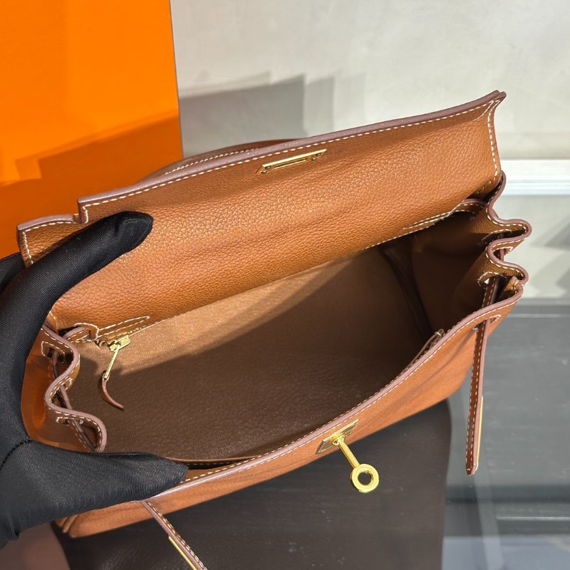 HERMES Kelly 25 馬鞍皮 - 金棕金 Z-6