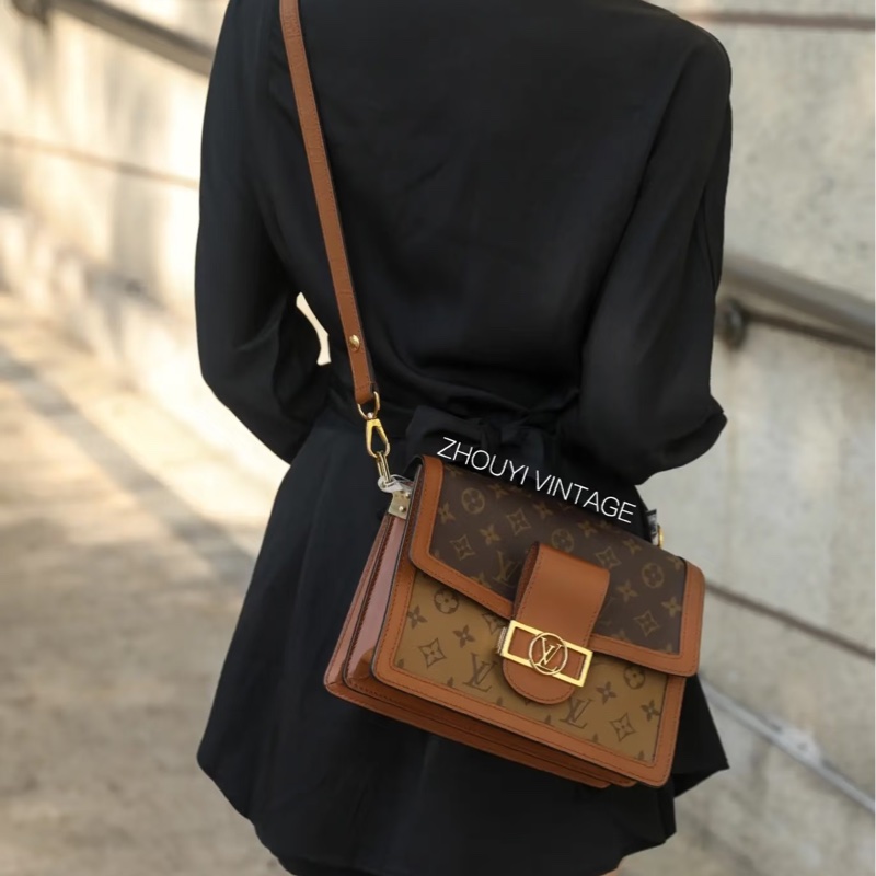 🍂路易威登中號達芙妮LV原花雙色金釦達芙妮 Dauphine MM側背包M45958-1
