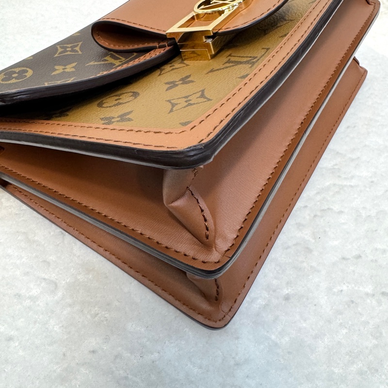 🍂路易威登中號達芙妮LV原花雙色金釦達芙妮 Dauphine MM側背包M45958-12