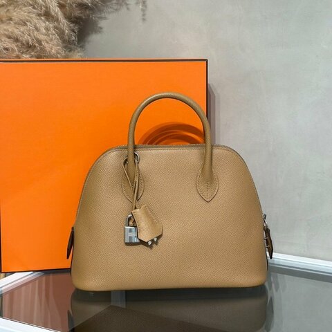 HERMES Bolide 25 - 餅乾銀配編織背帶 U