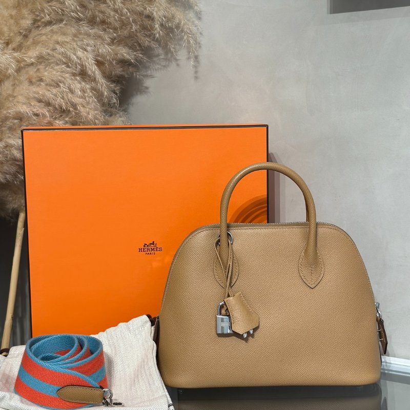 HERMES Bolide 25 - 餅乾銀配編織背帶 U-10