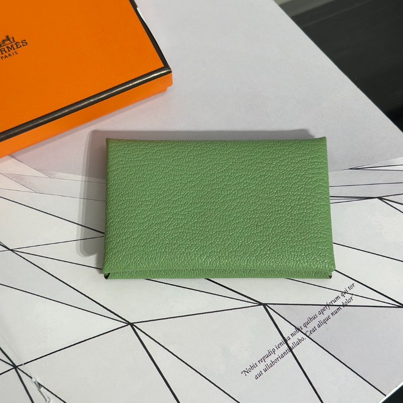 HERMES Chevre mysore calvi 卡包 - 牛油果綠 / 焦糖 W-4