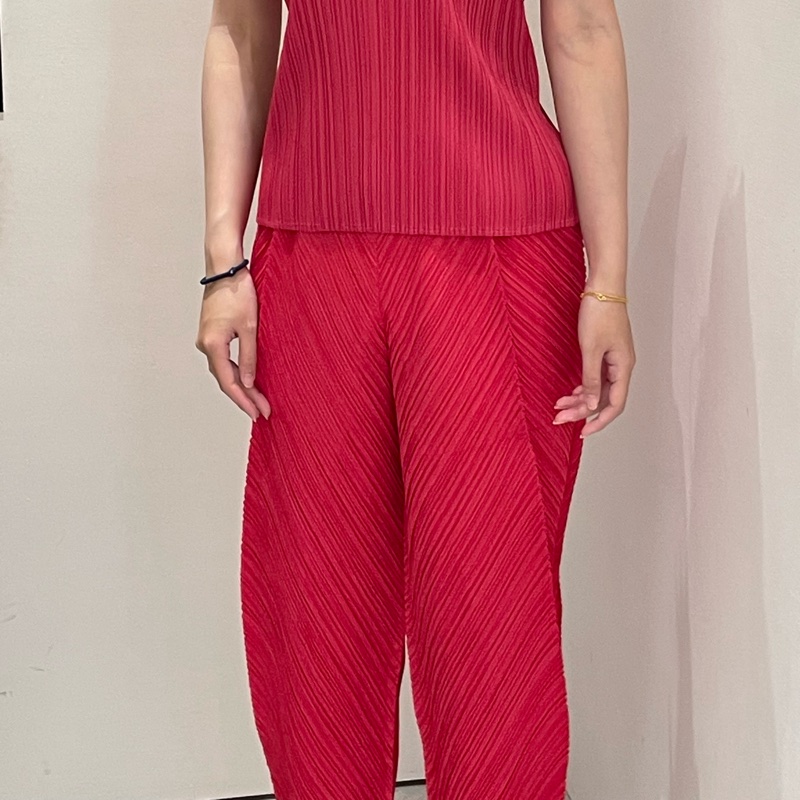 ▪️富貴選物FUGUEI▪️PP  三宅一生 玫瑰粉色 八片斜紋長褲-0