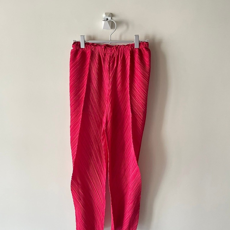 ▪️富貴選物FUGUEI▪️PP  三宅一生 玫瑰粉色 八片斜紋長褲-2