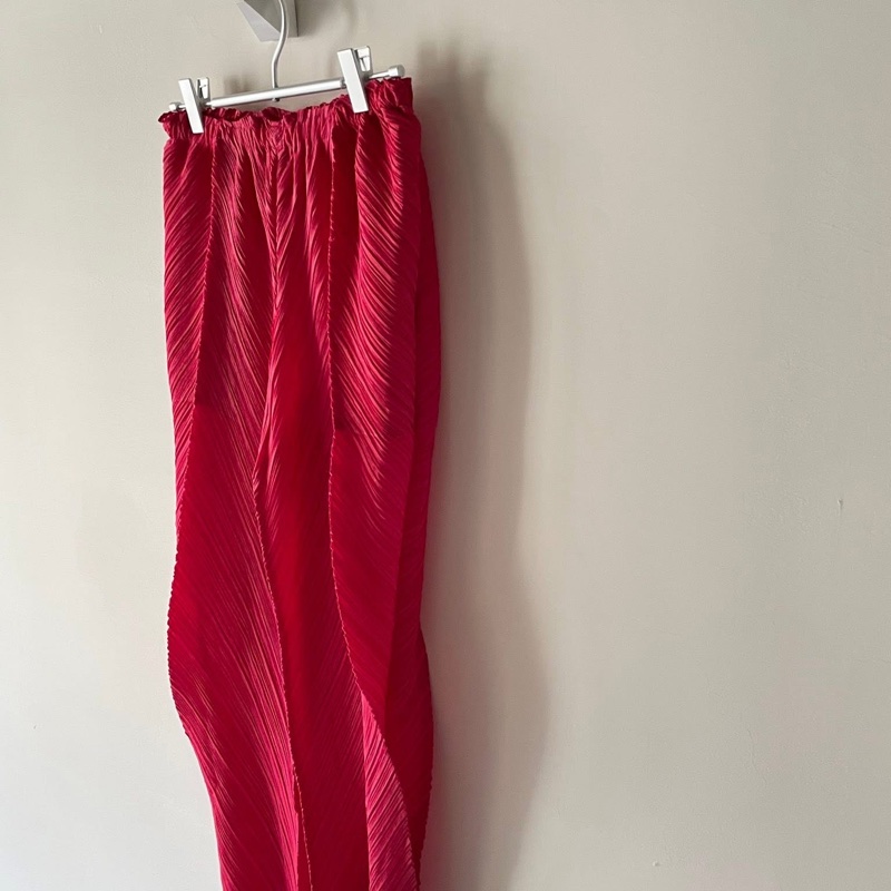 ▪️富貴選物FUGUEI▪️PP  三宅一生 玫瑰粉色 八片斜紋長褲-4