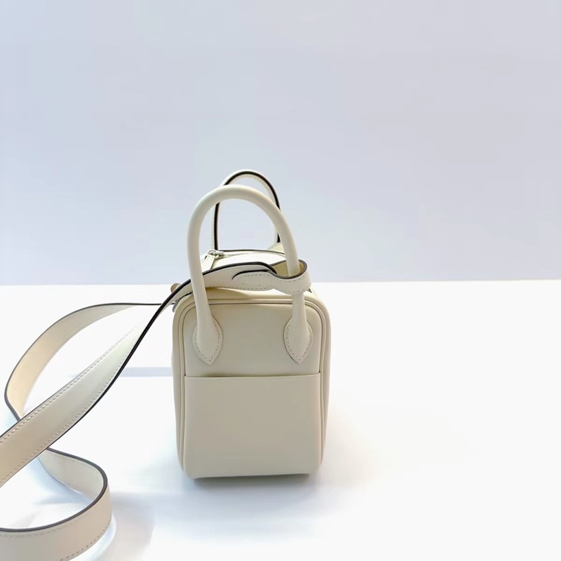 購証☺️ Hermes lindy mini 奶油白銀扣 w刻 swift皮 配件：盒子 塵袋 小票-4