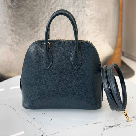 Hermes愛馬仕 mini bolide 6O松柏綠/金扣 山羊皮 k刻 o