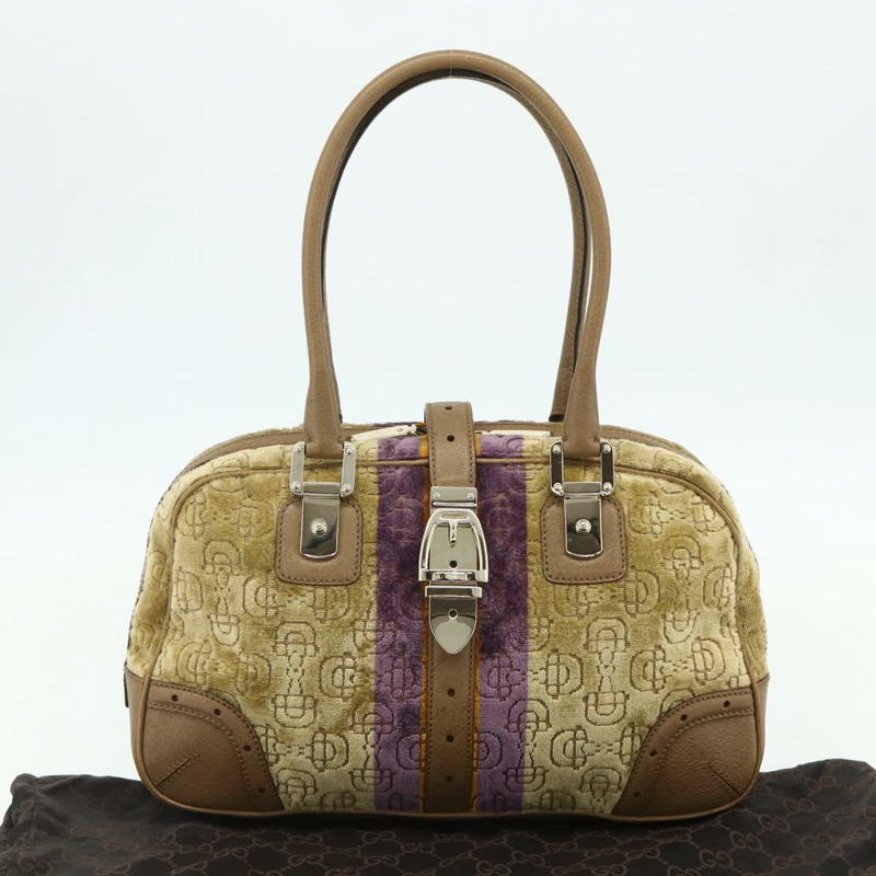 【日本直送】GUCCI 馬銜扣波士頓包 絲絨 金米色 145770 正品 176490V-11