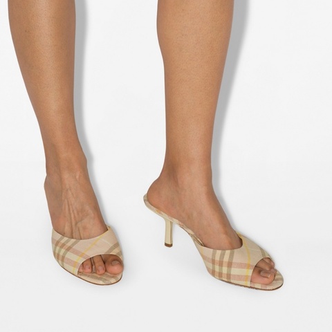 Burberry 女士 Mews 格紋高跟涼鞋36 38 39 41碼跟高: 6.5cm