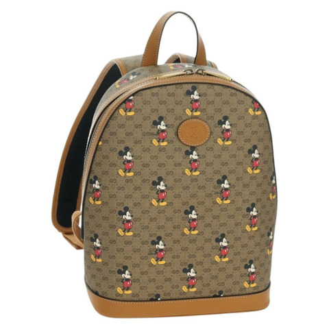 GUCCI Micro GG Supreme Disney 雙肩包 PVC 米色 金色 552884 正品 YKZ1317M