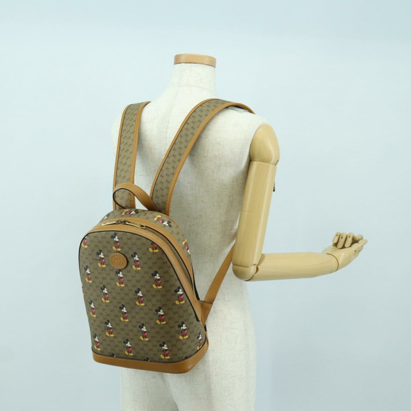 【日本直送】GUCCI Micro GG Supreme Disney 雙肩包 PVC 米色 金色 552884 正品 YKZ1317M-27