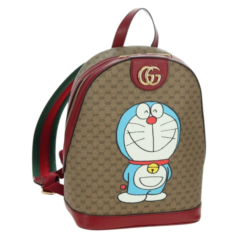 【日本直送】GUCCI Micro GG Supreme哆啦A夢雙肩包 PVC 米色 金色 647816 正品 YKZ1360M-0