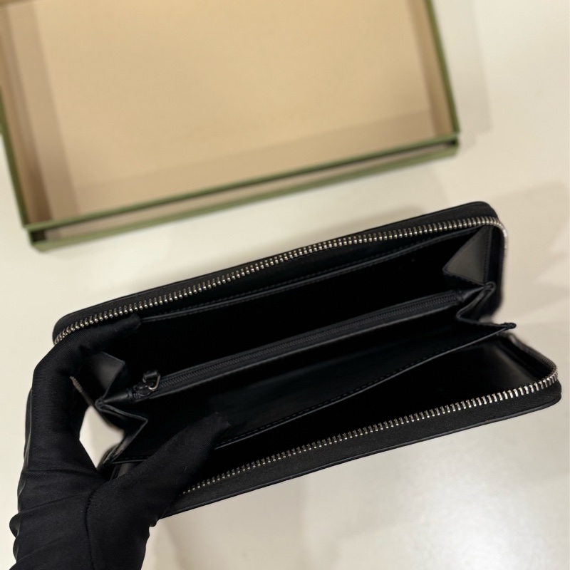 GUCCI 古馳embossed 浮印菱形紋雙G皮革拉鍊大長夾-3