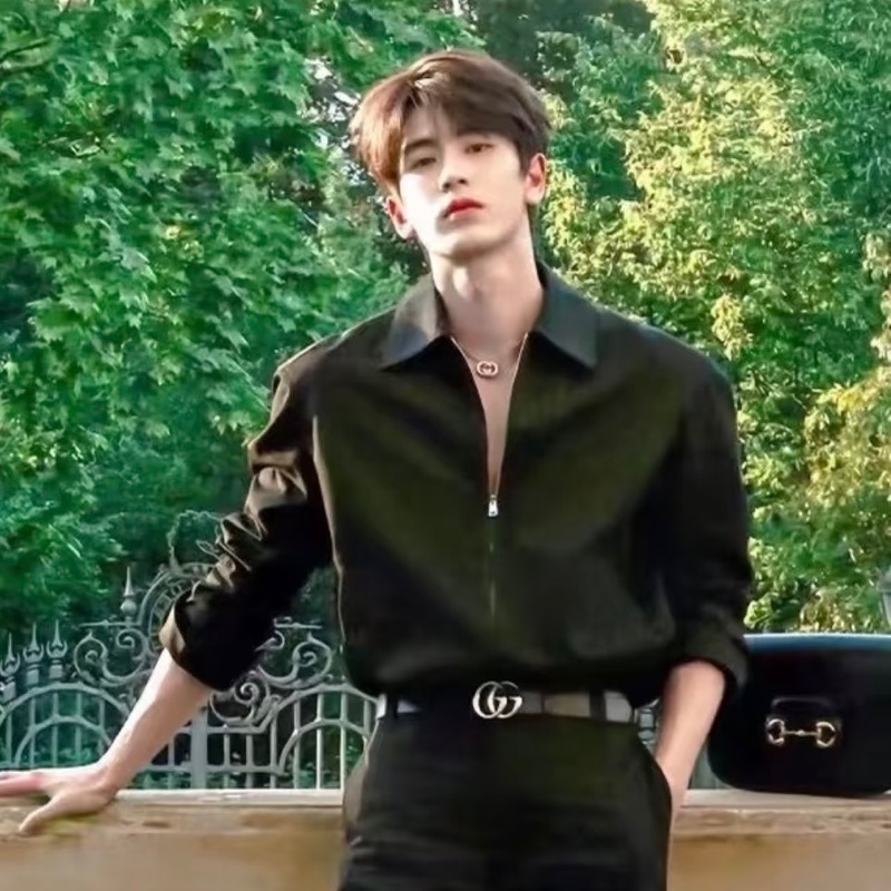 Gucci 黑色老花暗紋滿版皮帶GG雙色金屬釦頭-1