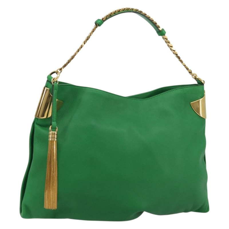 【日本直送】GUCCI 鏈條單肩包 皮革 綠色 金色 290682 正品 YKZ1530A-0