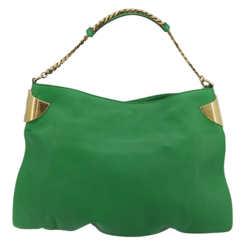 【日本直送】GUCCI 鏈條單肩包 皮革 綠色 金色 290682 正品 YKZ1530A-1