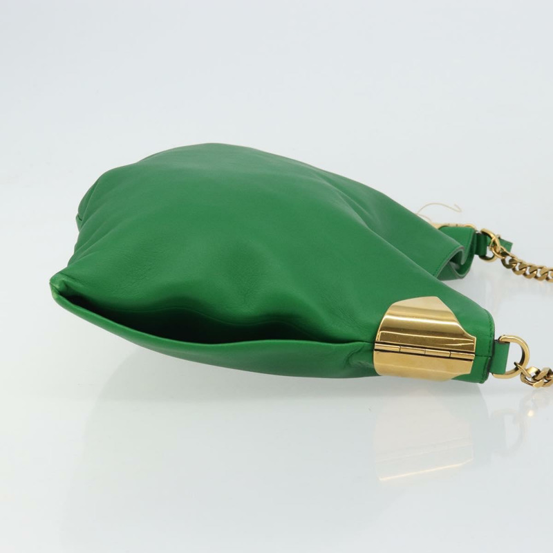 【日本直送】GUCCI 鏈條單肩包 皮革 綠色 金色 290682 正品 YKZ1530A-2