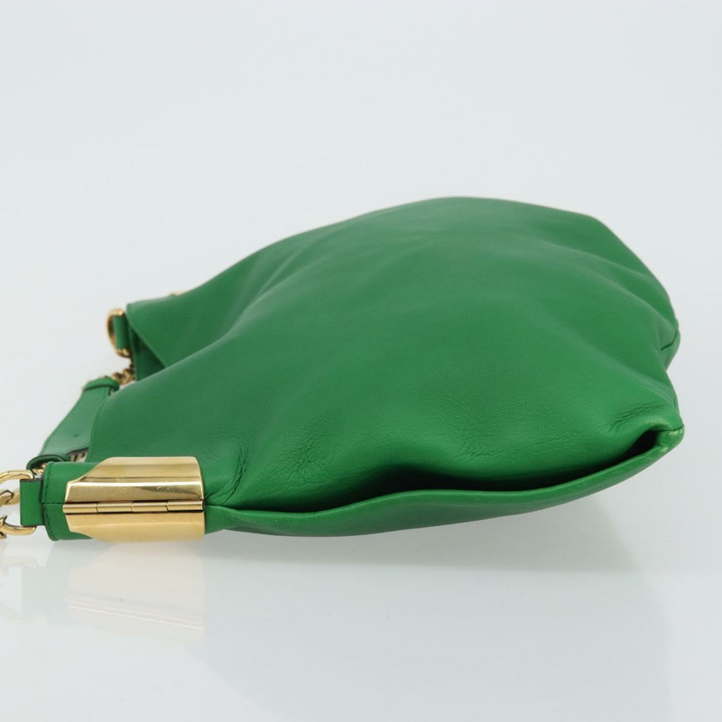 【日本直送】GUCCI 鏈條單肩包 皮革 綠色 金色 290682 正品 YKZ1530A-3