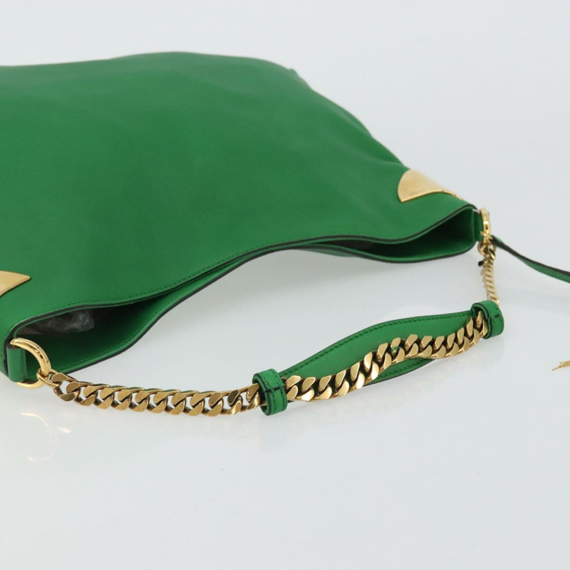 【日本直送】GUCCI 鏈條單肩包 皮革 綠色 金色 290682 正品 YKZ1530A-6
