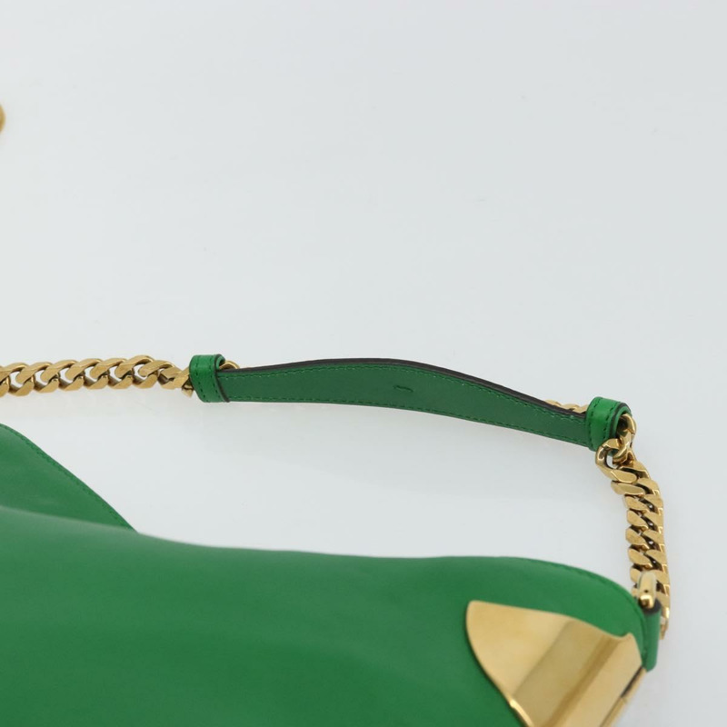 【日本直送】GUCCI 鏈條單肩包 皮革 綠色 金色 290682 正品 YKZ1530A-7