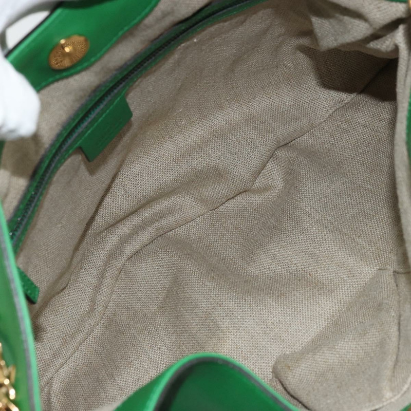 【日本直送】GUCCI 鏈條單肩包 皮革 綠色 金色 290682 正品 YKZ1530A-9