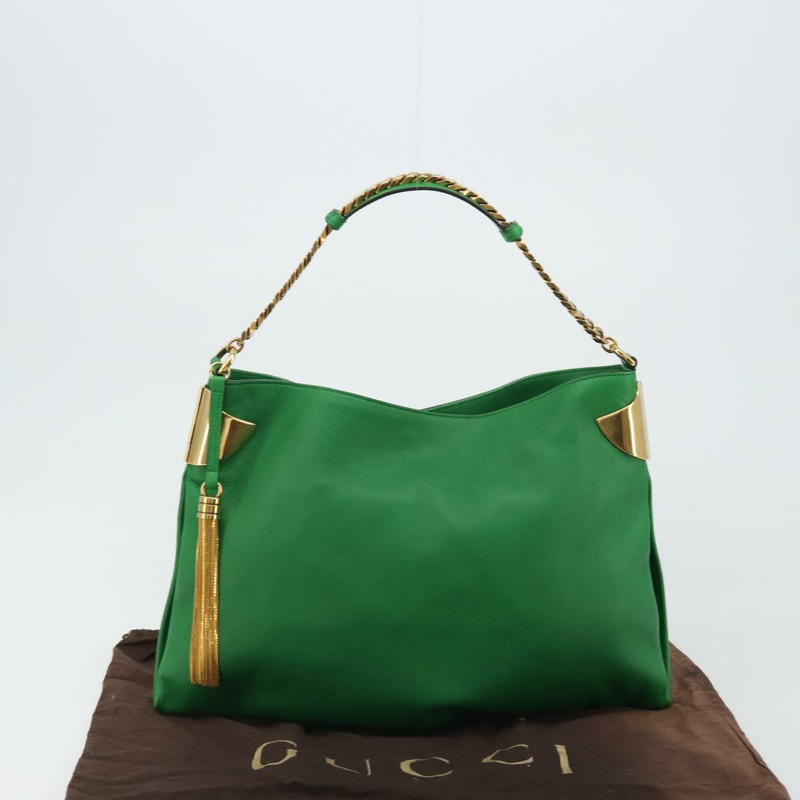 【日本直送】GUCCI 鏈條單肩包 皮革 綠色 金色 290682 正品 YKZ1530A-11