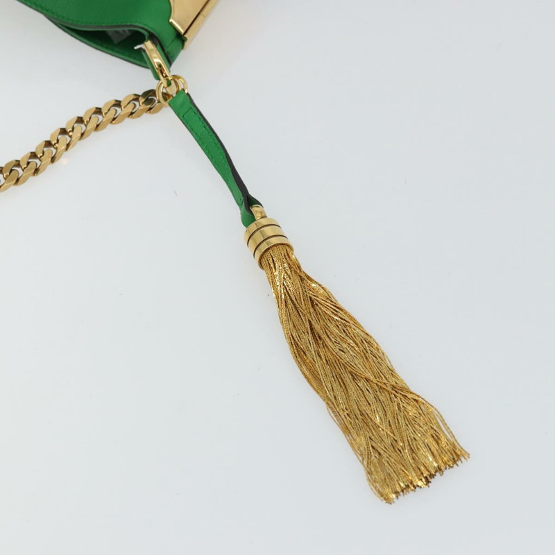 【日本直送】GUCCI 鏈條單肩包 皮革 綠色 金色 290682 正品 YKZ1530A-16