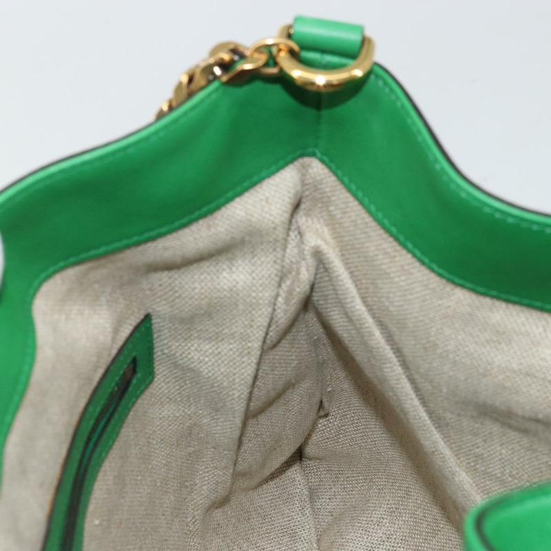 【日本直送】GUCCI 鏈條單肩包 皮革 綠色 金色 290682 正品 YKZ1530A-18