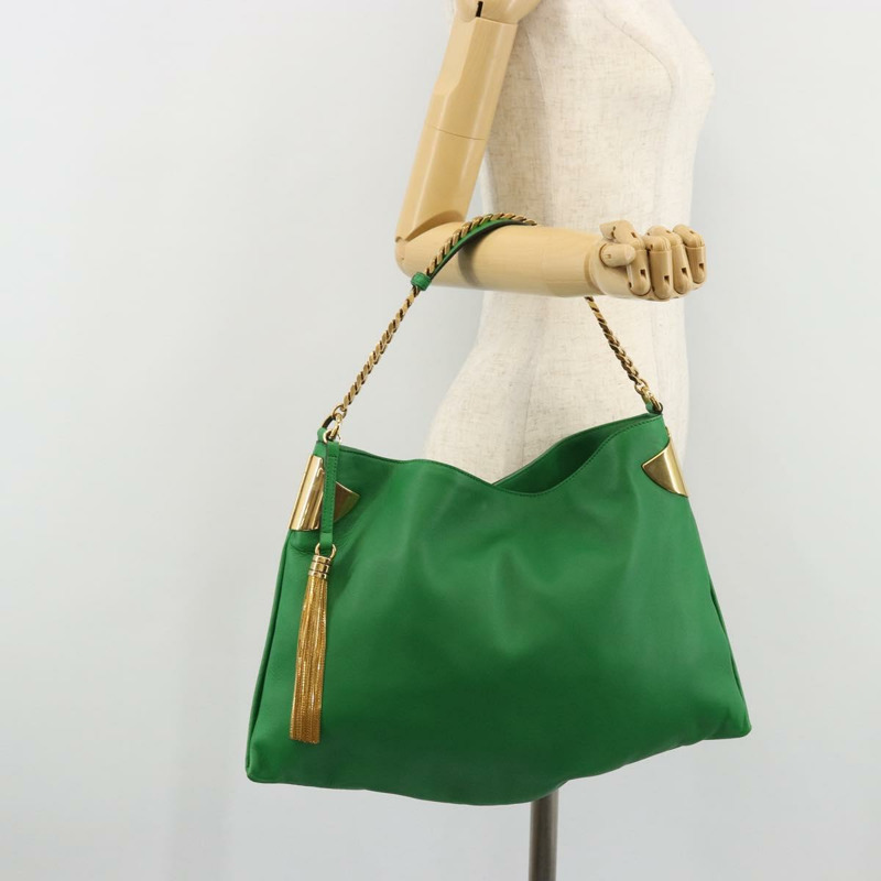 【日本直送】GUCCI 鏈條單肩包 皮革 綠色 金色 290682 正品 YKZ1530A-22