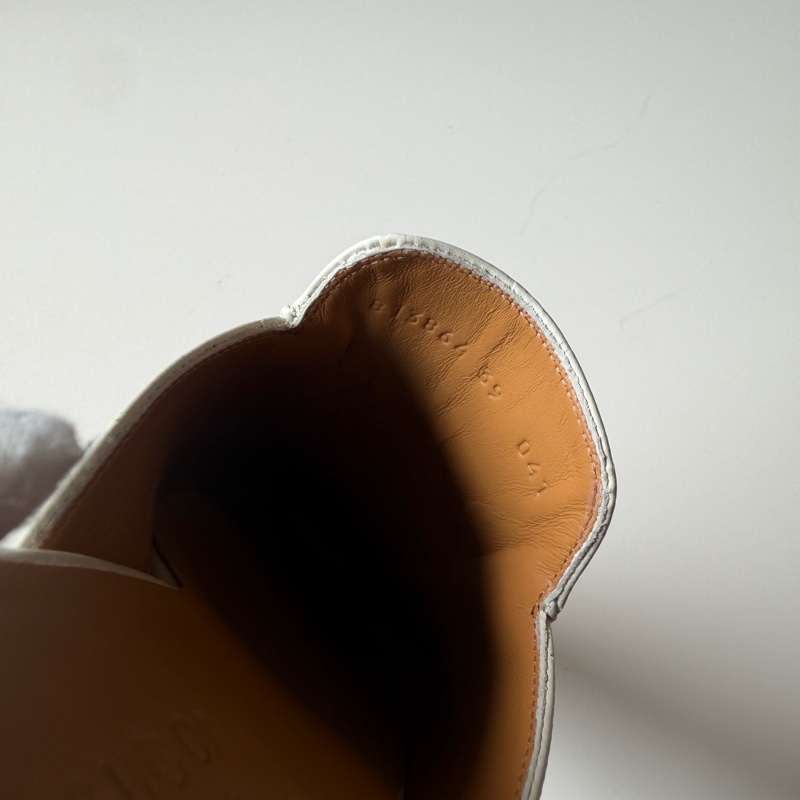 914intheair『全新閒置』Gucci GG印花白色牛皮穆勒拖39/24.5-22
