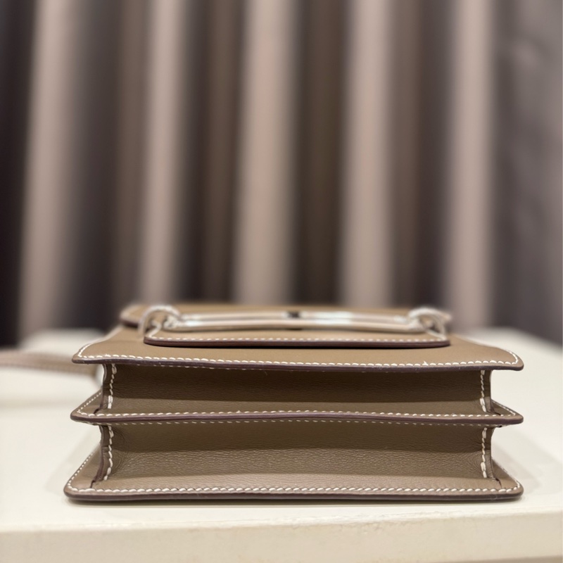 （超級爆款🫧）Hermes Roulis豬鼻子斜背包 大象灰mini Y刻 銀色五金-5