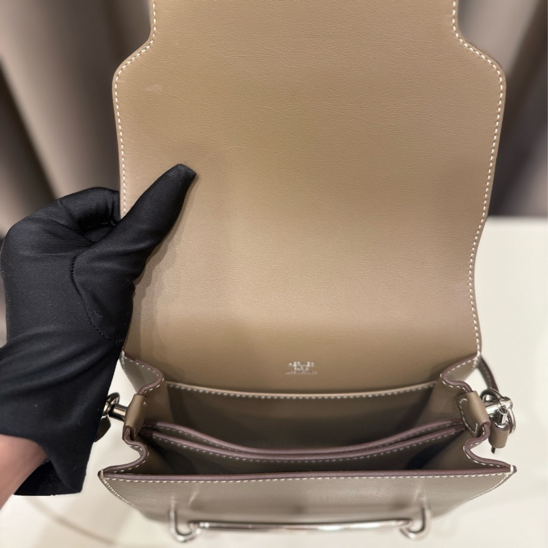 （超級爆款🫧）Hermes Roulis豬鼻子斜背包 大象灰mini Y刻 銀色五金-8