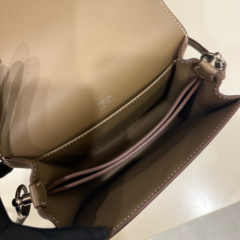 （超級爆款🫧）Hermes Roulis豬鼻子斜背包 大象灰mini Y刻 銀色五金-9