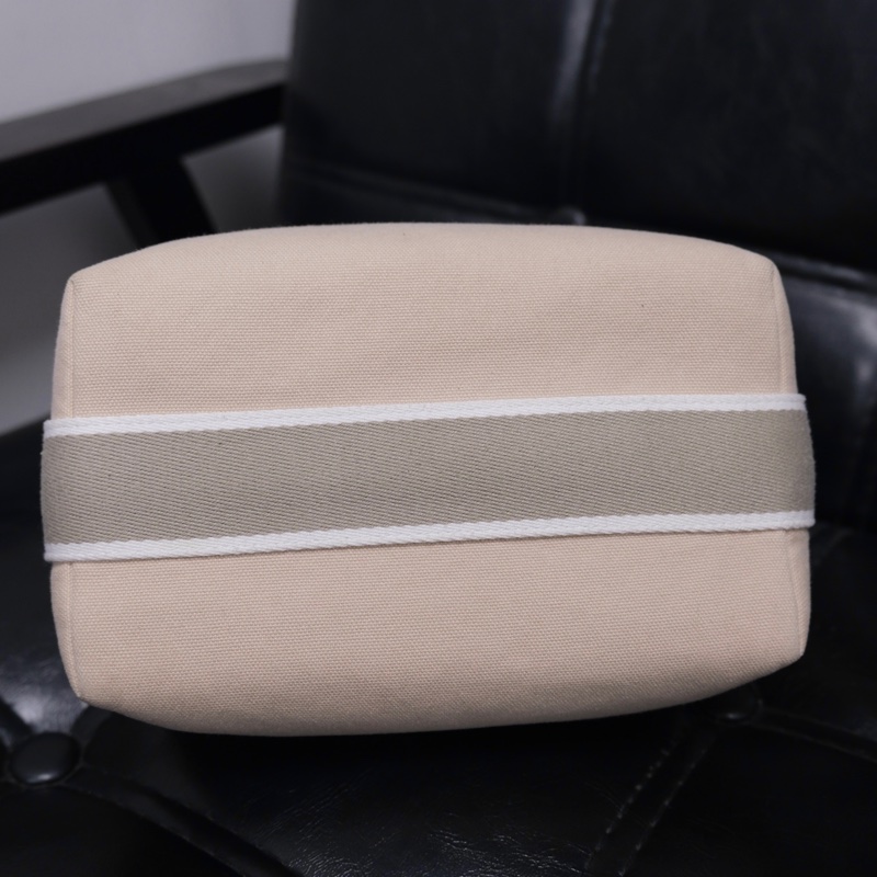 Hermes Brid A Black PM Canvas White Silver 愛馬仕米色帆布飯盒包-6