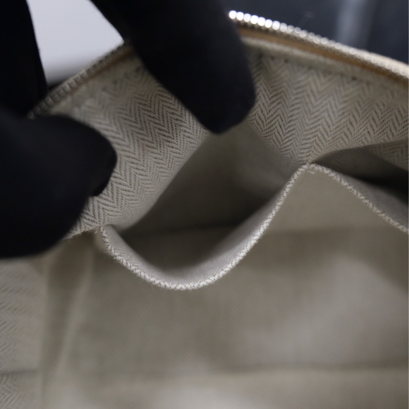 Hermes Brid A Black PM Canvas White Silver 愛馬仕米色帆布飯盒包-16