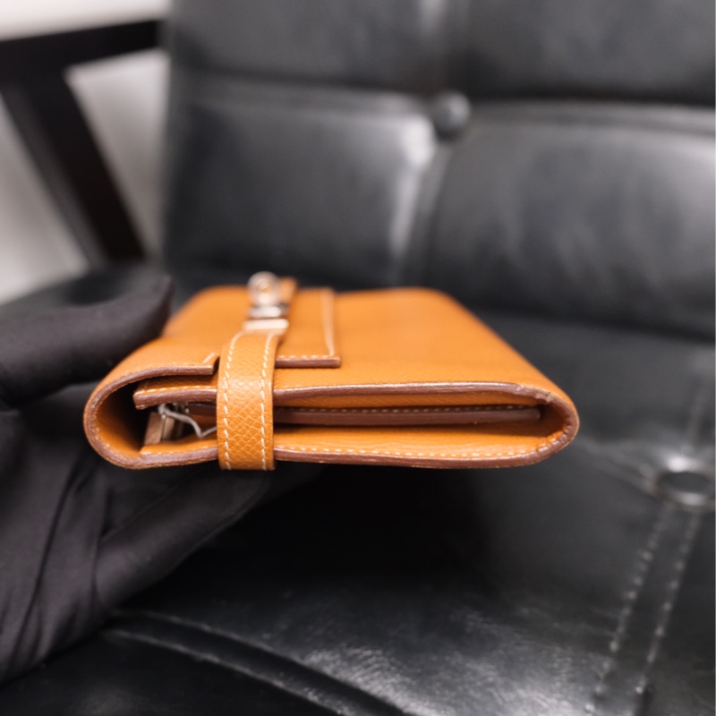 Hermes Kelly Wallet Veau Taurillon Clemence Long Wallet Gold Silver 愛馬仕金棕色銀扣Kelly 長銀包 TC皮-5