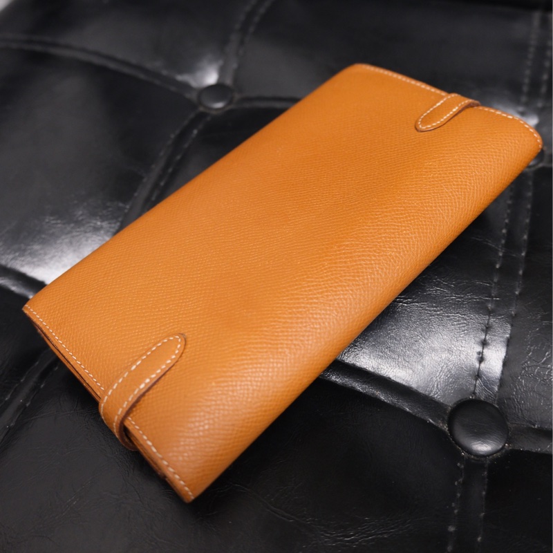 Hermes Kelly Wallet Veau Taurillon Clemence Long Wallet Gold Silver 愛馬仕金棕色銀扣Kelly 長銀包 TC皮-8
