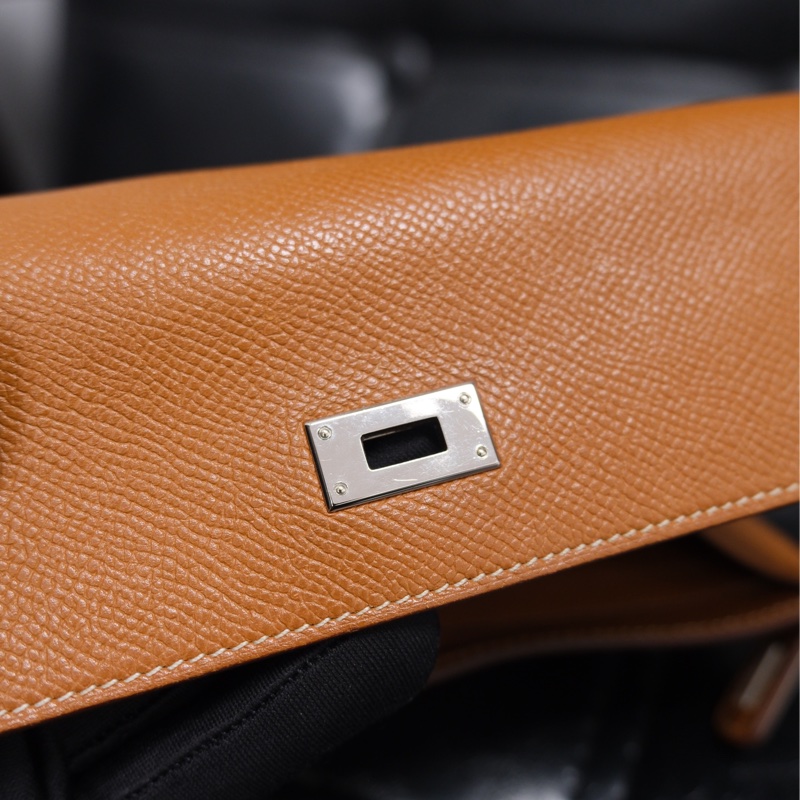 Hermes Kelly Wallet Veau Taurillon Clemence Long Wallet Gold Silver 愛馬仕金棕色銀扣Kelly 長銀包 TC皮-18