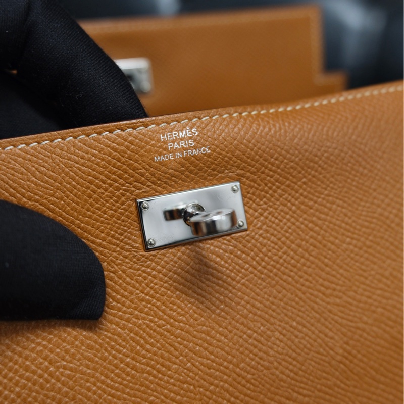 Hermes Kelly Wallet Veau Taurillon Clemence Long Wallet Gold Silver 愛馬仕金棕色銀扣Kelly 長銀包 TC皮-20