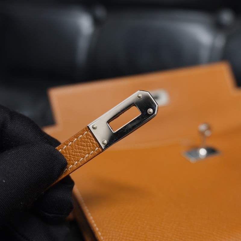 Hermes Kelly Wallet Veau Taurillon Clemence Long Wallet Gold Silver 愛馬仕金棕色銀扣Kelly 長銀包 TC皮-24