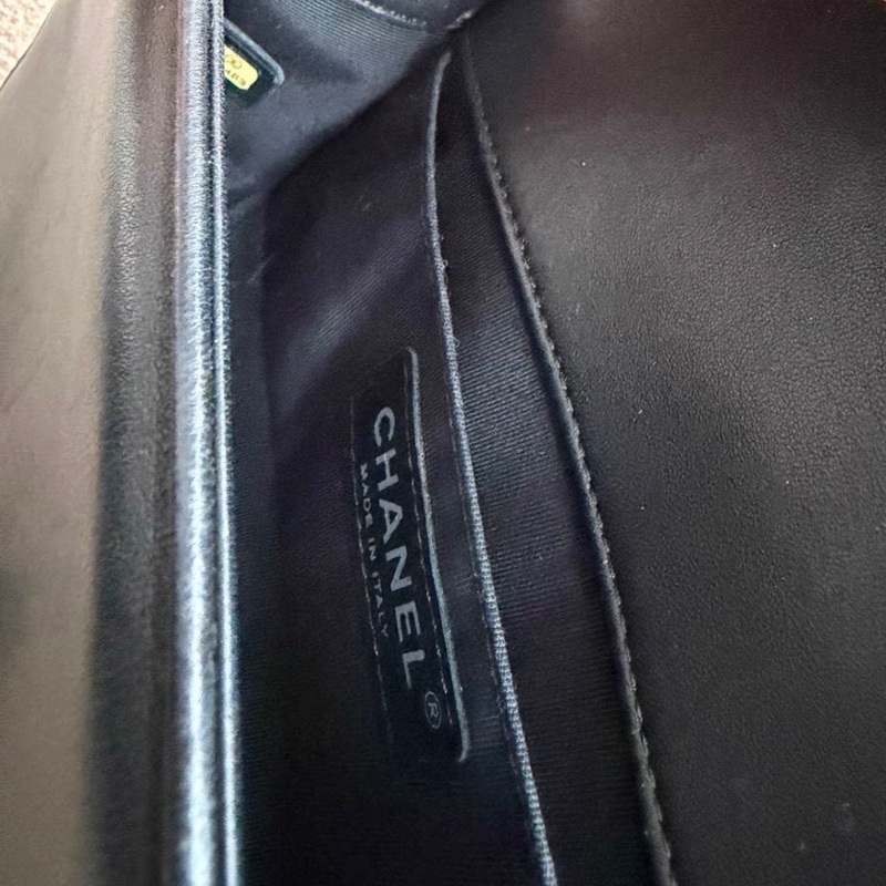 CHANEL香奈兒黑銀光面牛皮小號leboy鏈條包 單肩斜挎包 Le boy 20 leboy20-10