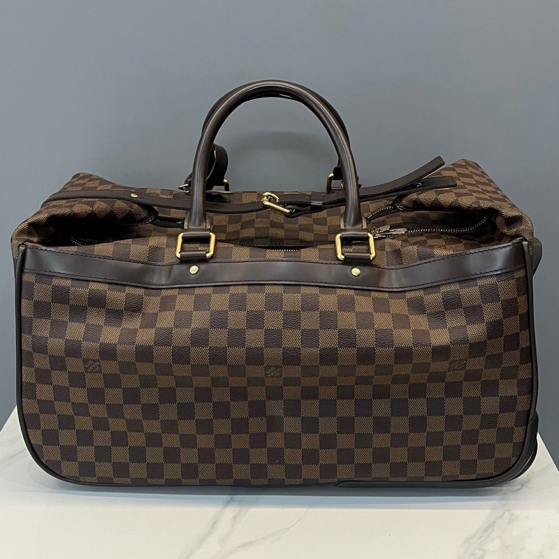 Louis Vuitton 路易威登 中古棕棋盤格兩用旅行袋行李箱  尺寸48*27*30-1