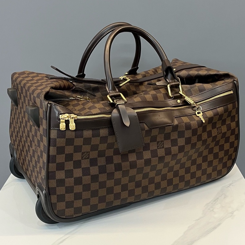 Louis Vuitton 路易威登 中古棕棋盤格兩用旅行袋行李箱  尺寸48*27*30-2