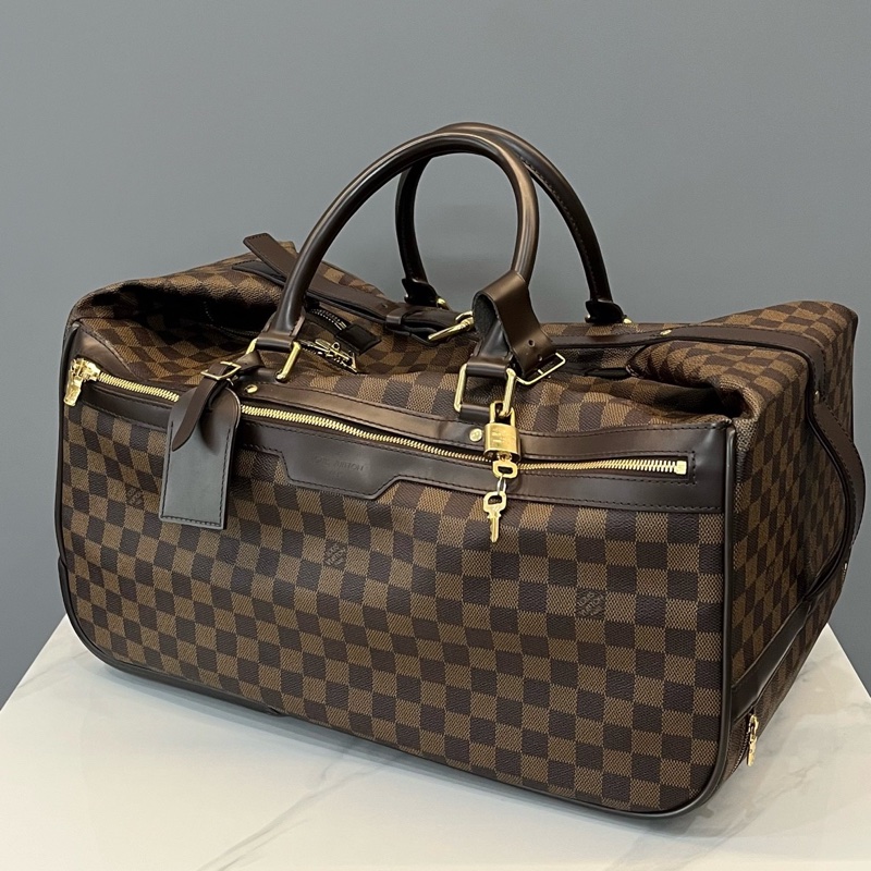 Louis Vuitton 路易威登 中古棕棋盤格兩用旅行袋行李箱  尺寸48*27*30-3