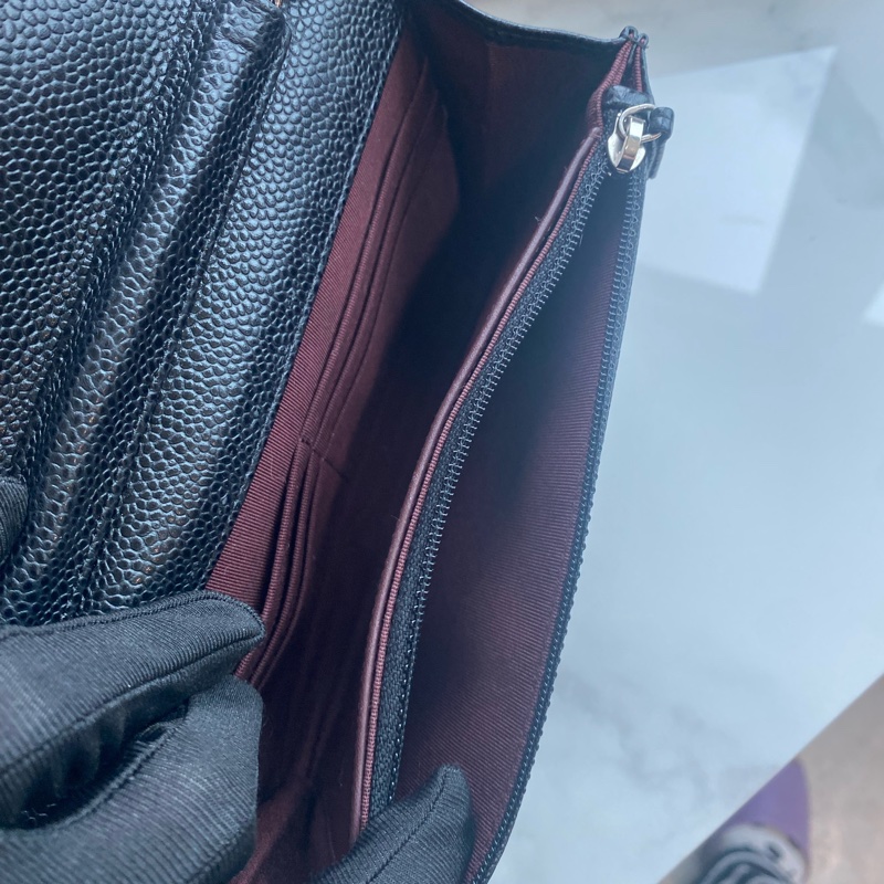 Chanel 黑銀woc 荔枝牛皮-5