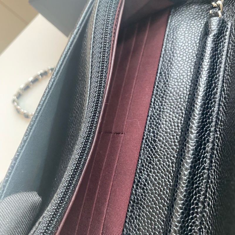 Chanel 黑銀woc 荔枝牛皮-6