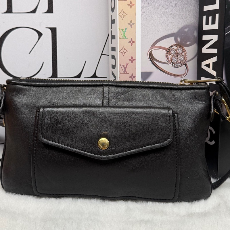 Miumiu/繆繆 黑色褶皺斜挎包 雙肩帶 尺寸約26*16cm 🈚附件-6