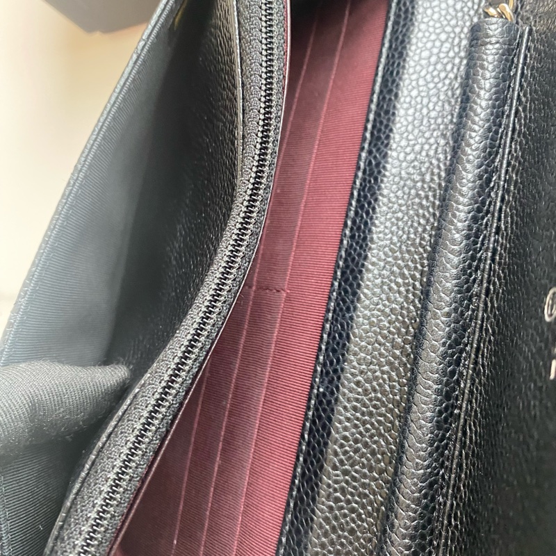 Chanel 黑銀woc 荔枝牛皮-4